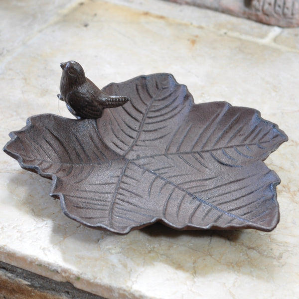 Maple Leaf Shallow Birdbath or Feed Bowl