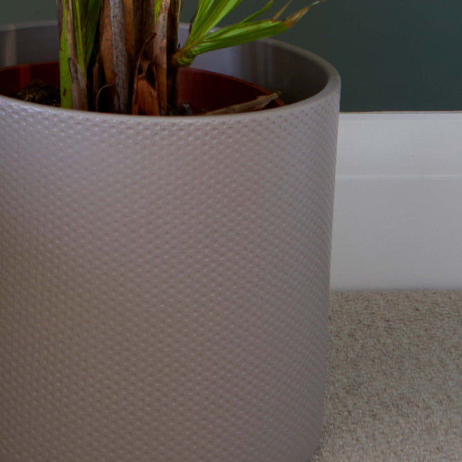 Margot Indoor Ceramic Taupe Matte Plant Pot 28cm available at Gardenesque