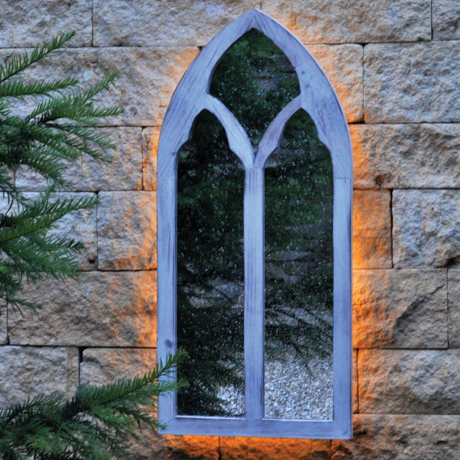 Metal Arch Backlit Mirror – Solar Powered Garden Wall Light at Gardenesque
