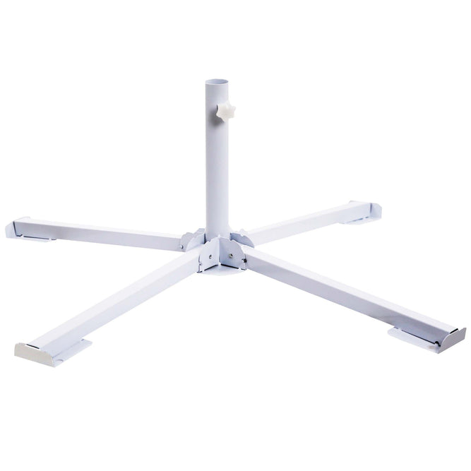 White Metal Parasol Base - Gardenesque