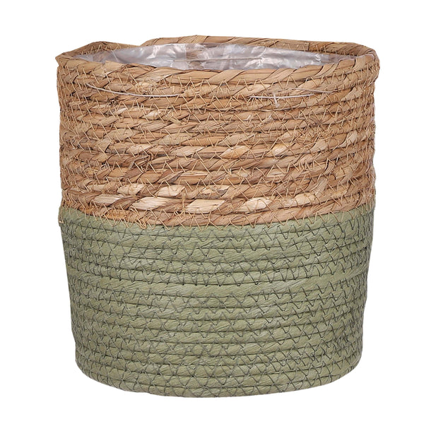 Olive Indoor Woven Basket Green Plant Pot 25cm available at Gardenesque