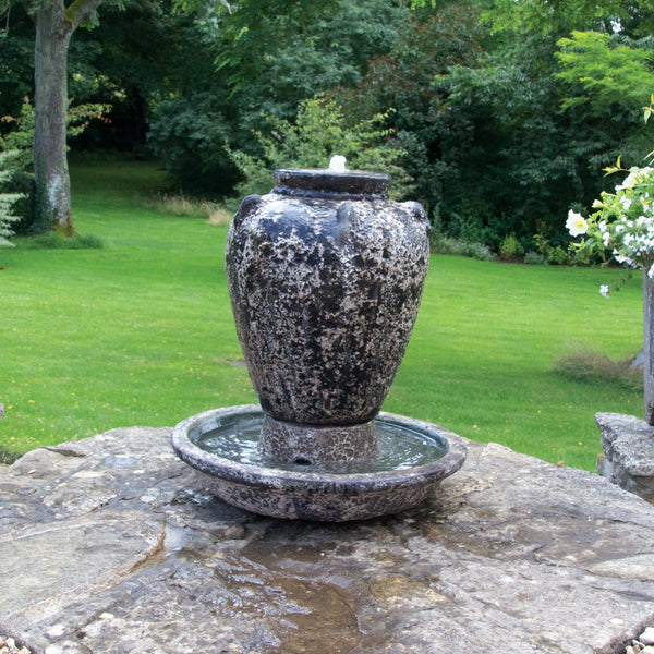 Outdoor Stone Water Feature with Pump - Ancient Collection - 65cm available at Gardenesque