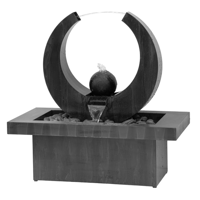 Outdoor Water Feature with Pump & LED Lights - Charcoal Grey - 70cm available at Gardenesque