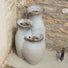 Outdoor Water Feature with Pump - Off-White Ceramic Glazed 3-Tier Jugs available at Gardenesque
