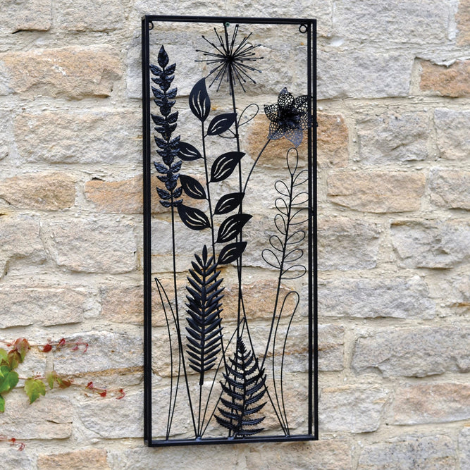 Outdoor Garden Metal Wall Art - Tall Flowers 75cm at Gardenesque