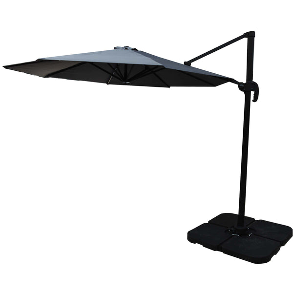 2.95m Grey Cantilever Garden Parasol with Base available at Gardenesque