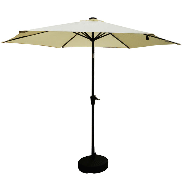 2.95m Cream Cantilever Garden Parasol with base & Solar Powered LED Lights available at Gardenesque