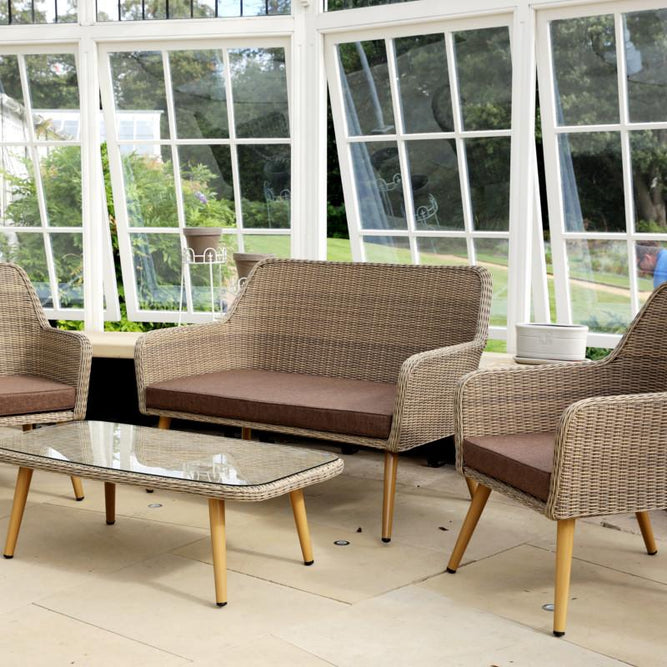 Paxton 4 Seater Rattan Garden Furniture Set with Cushions - Gardenesque