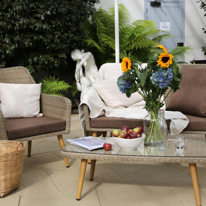 Paxton 4 Seater Rattan Garden Furniture Set with Cushions - Gardenesque