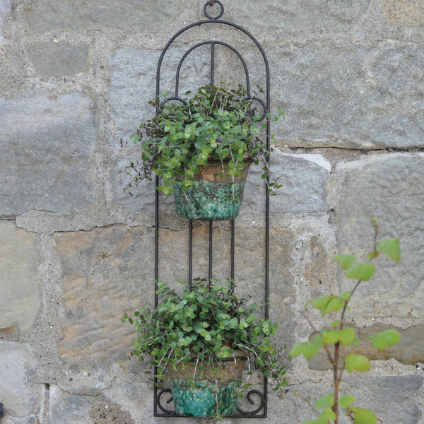 Narrow Double Pot Metal Wall Planter