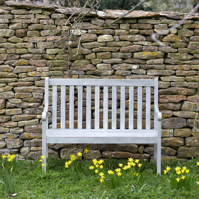 Grey 2 Seater Garden Bench - Eucalyptus Wood at Gardenesque