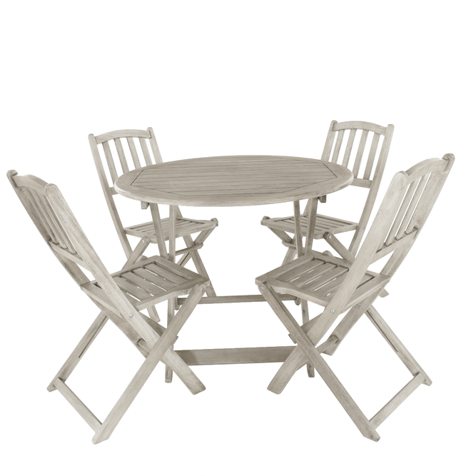 Wooden Bistro Table & Chairs Set - 4 Seater - Repton Eucalyptus