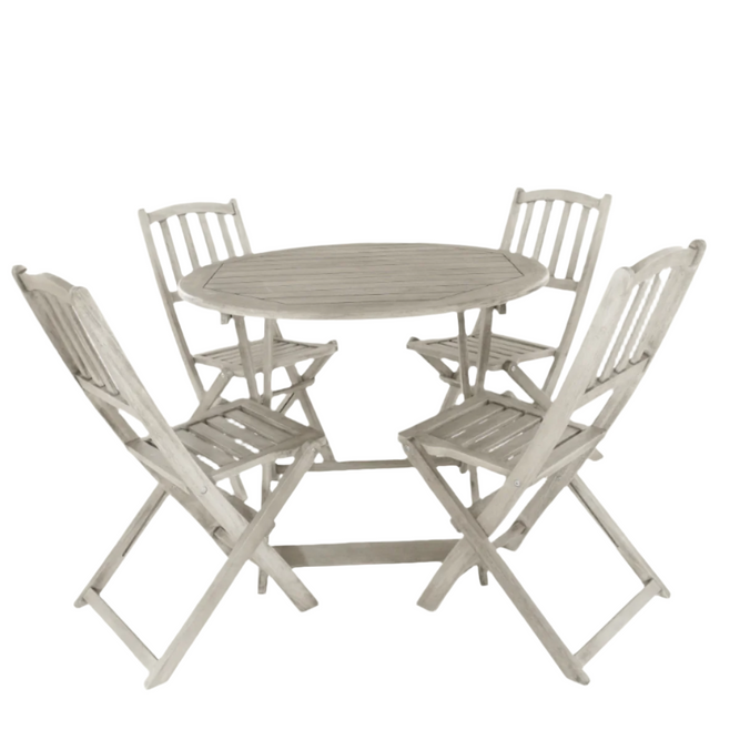 Wooden Bistro Table & Chairs Set - 4 Seater - Repton Eucalyptus