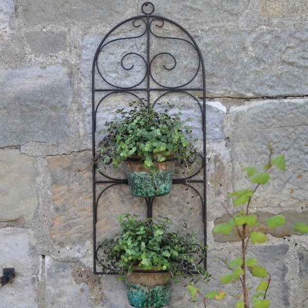 Double Pot Scroll Metal Wall Planter