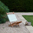 Small Low Green Striped Wooden Deck Chair - Gardenesque