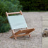 Small Low Green Striped Wooden Deck Chair - Gardenesque