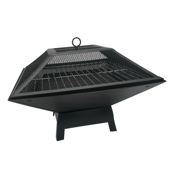 Square Steel Fire Pit with Lid & Poker