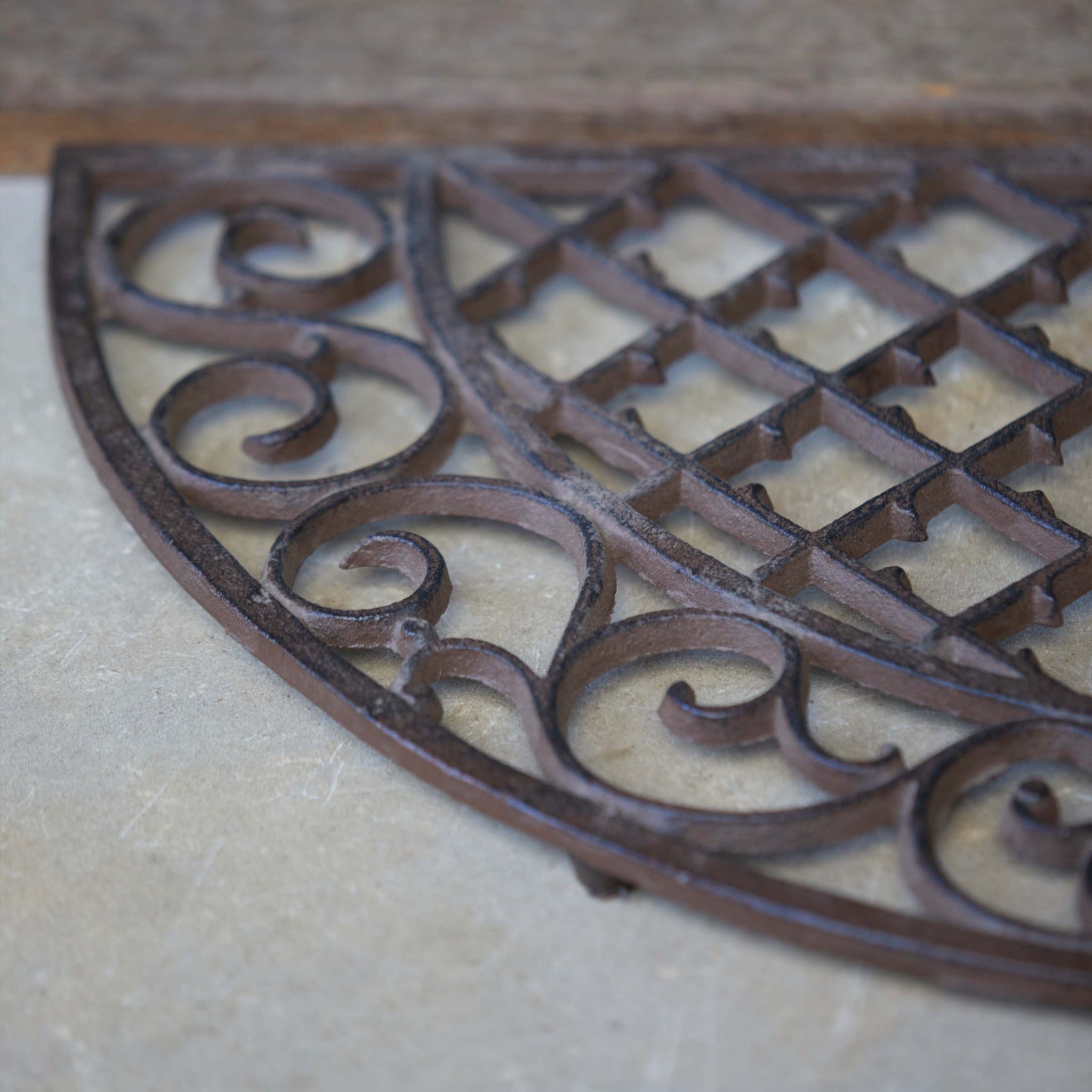 Traditional Half Moon Cast Iron Doormat Gardenesque
