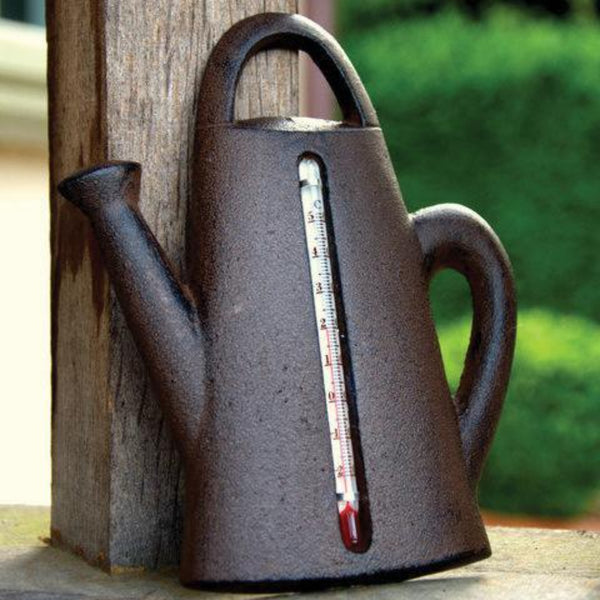 Cast Iron Watering Can Garden Thermometer