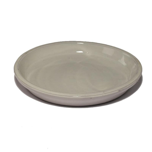 Glazed Ceramic White Smoke Pot Saucer - Packs of 3, 5 and 10 - Gardenesque