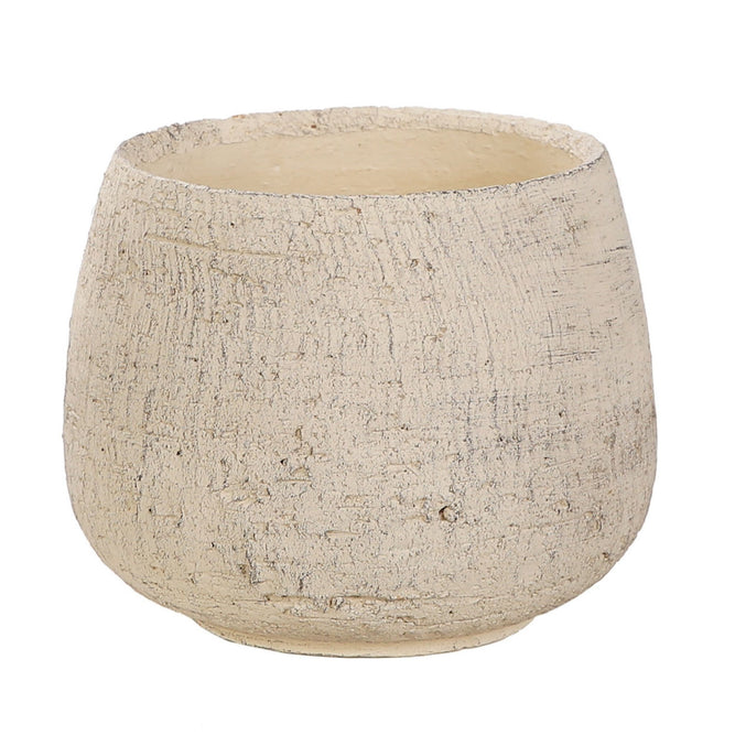 White Indoor Ceramic Plant Pot with Stone Texture - 3 Sizes