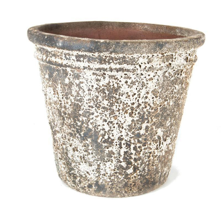 Eris Ancient Glazed Stone Plant Pot with a traditional weathered finish, made from frostproof clay for year-round outdoor use.