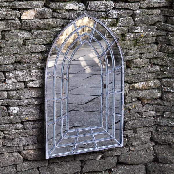 Arch Framed Garden Mirror - Grey Metal at Gardenesque