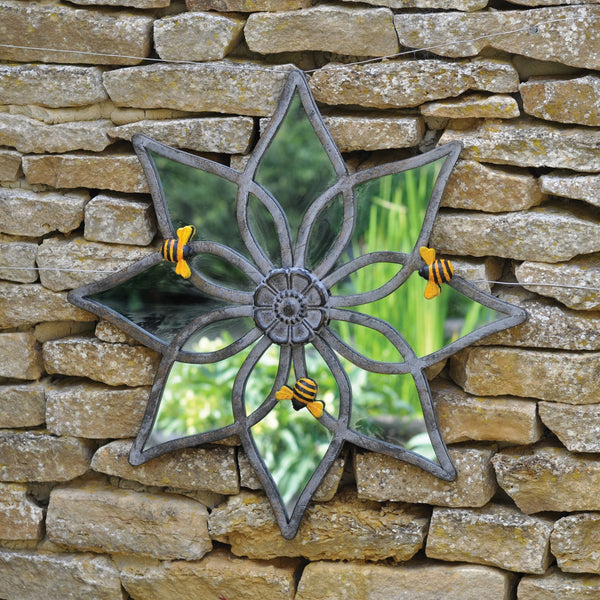 Bee & Flower Outdoor Decorative Garden Mirror at Gardenesque