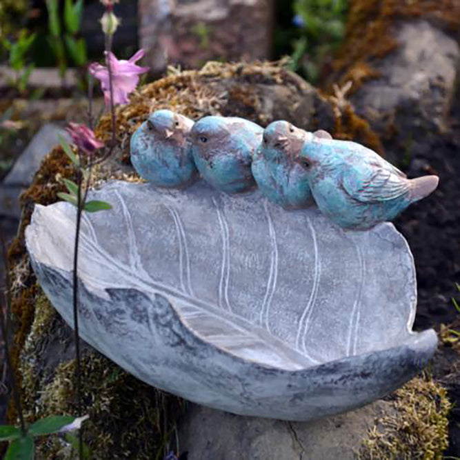 Four Birds on Leaf Bird Water Bowl