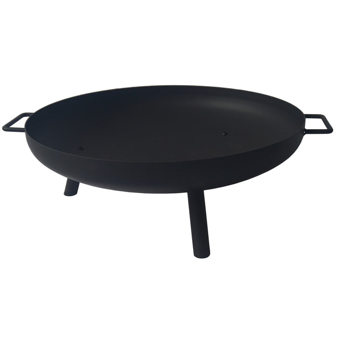 Black Round Portable Fire Pit Bowl with Handles - 60cm - Gardenesque
