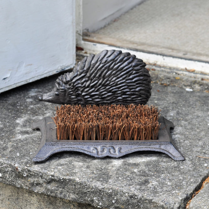 Boot Scraper Brush - Cast Iron Hedgehog at Gardenesque
