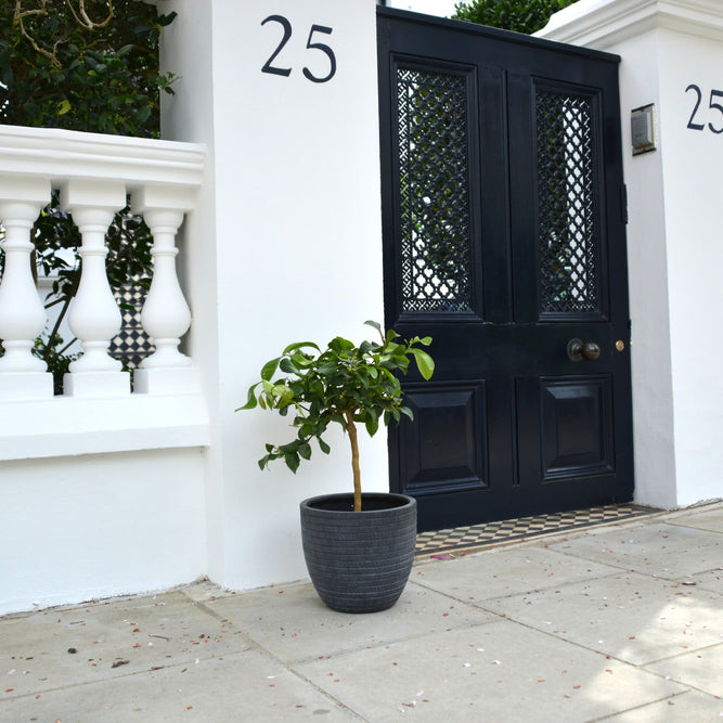 Charcoal Grey Circular Plant Pot – Outdoor Lightweight Planters – 27cm at Gardenesque