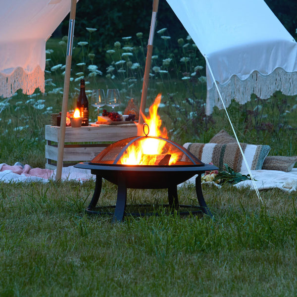 outdoor firepit black for gardens at gardenesque