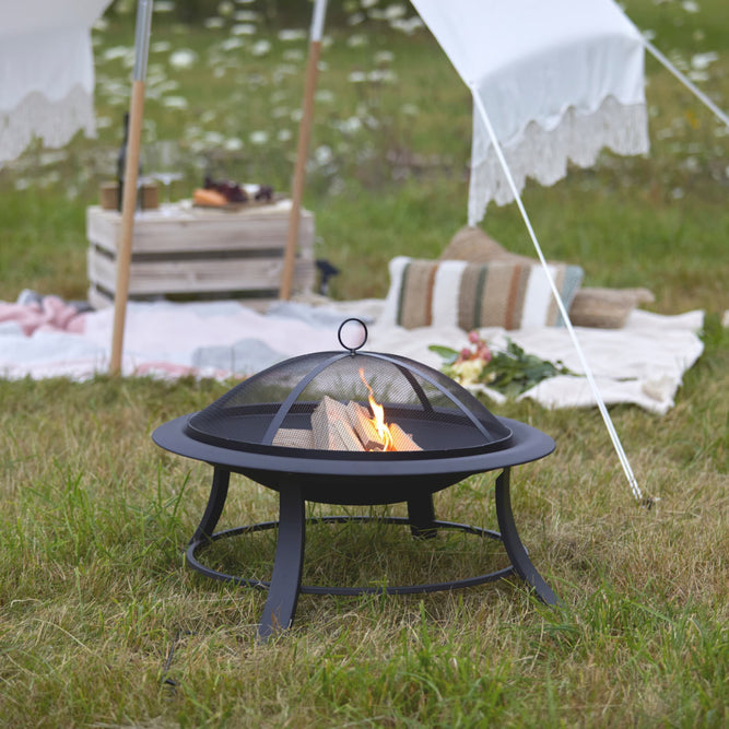 outdoor firepit black for gardens at gardenesque