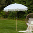 Cream Plain Fringed Garden Parasol with Metal Parasol Base - Gardenesque
