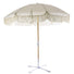 Cream Plain Fringed Garden Parasol with Metal Parasol Base