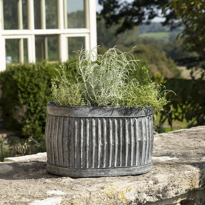 Ellham Metal Ribbed Trough Planter - Gardenesque