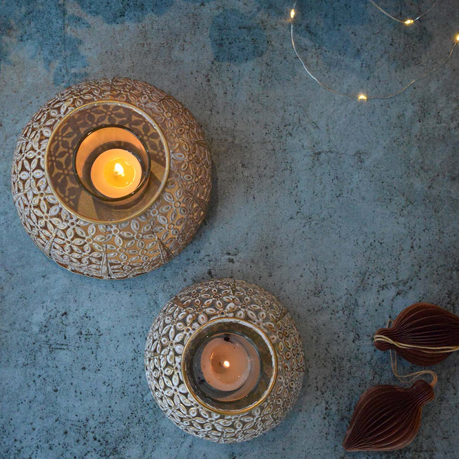 Gold Floral | Candle Holder