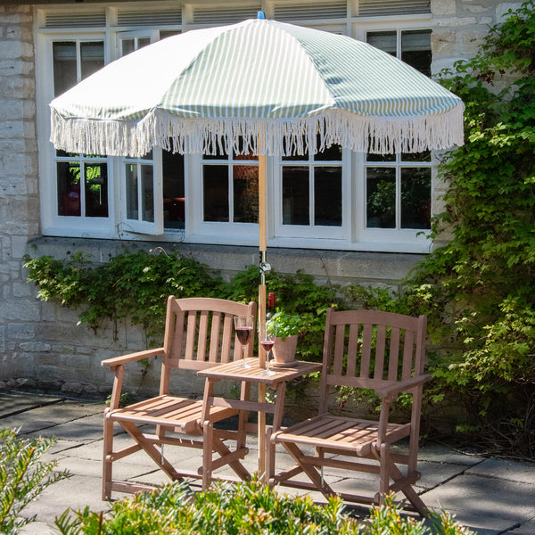 Green Striped Fringe | Parasol with Base