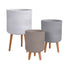 Grey Outdoor Plant Pot with Wooden Stand Legs – 3 Sizes & Colours at Gardenesque