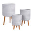 Grey Outdoor Plant Pot with Wooden Stand Legs – 3 Sizes & Colours at Gardenesque