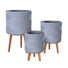 Grey Outdoor Plant Pot with Wooden Stand Legs – 3 Sizes & Colours at Gardenesque