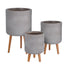 Grey Outdoor Plant Pot with Wooden Stand Legs – 3 Sizes & Colours at Gardenesque
