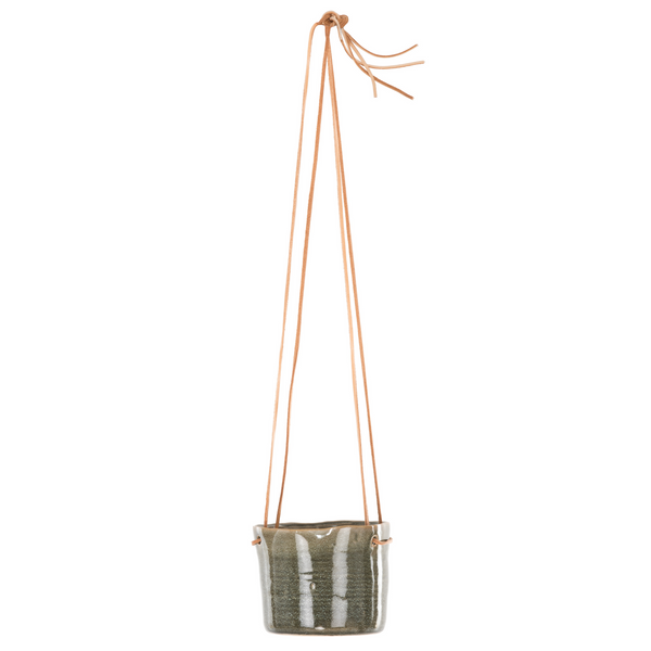 Hanging Indoor Green Ceramic Plant Pot - 14cm