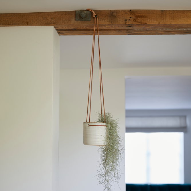 Hanging Indoor White Ceramic Plant Pot - 14cm