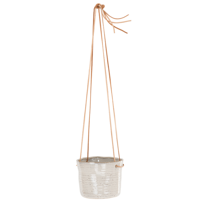 Hanging Indoor White Ceramic Plant Pot - 14cm