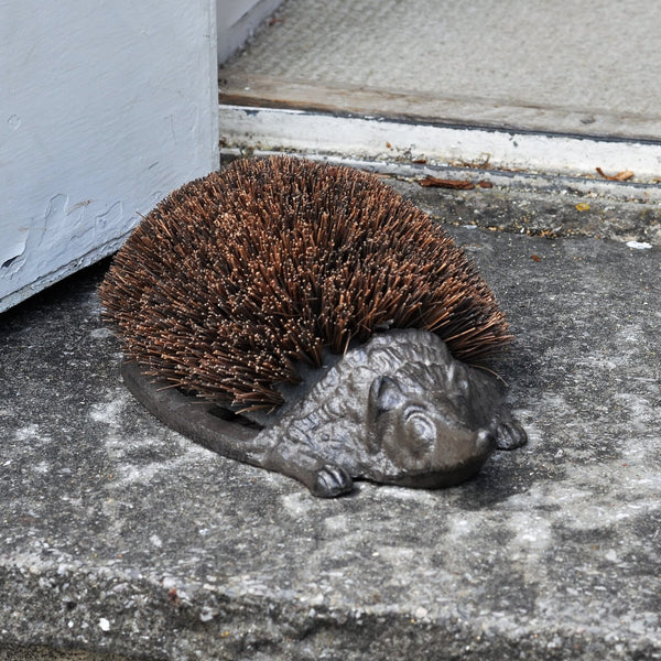 Hedgehog Boot Scraper in Cast Iron at Gardenesque