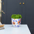 Indoor Plant Pot - Glazed Vintage Blue & Orange Flowers at Gardenesque