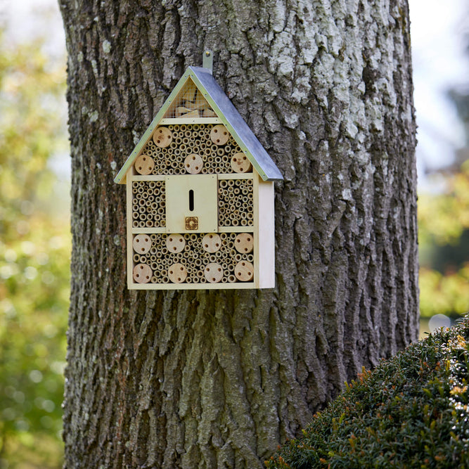 insect hotel with metal roof