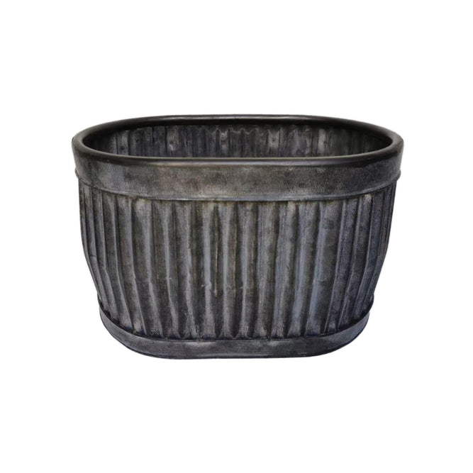 Metal Ribbed Trough Plant Pot 51cm at Gardenesque